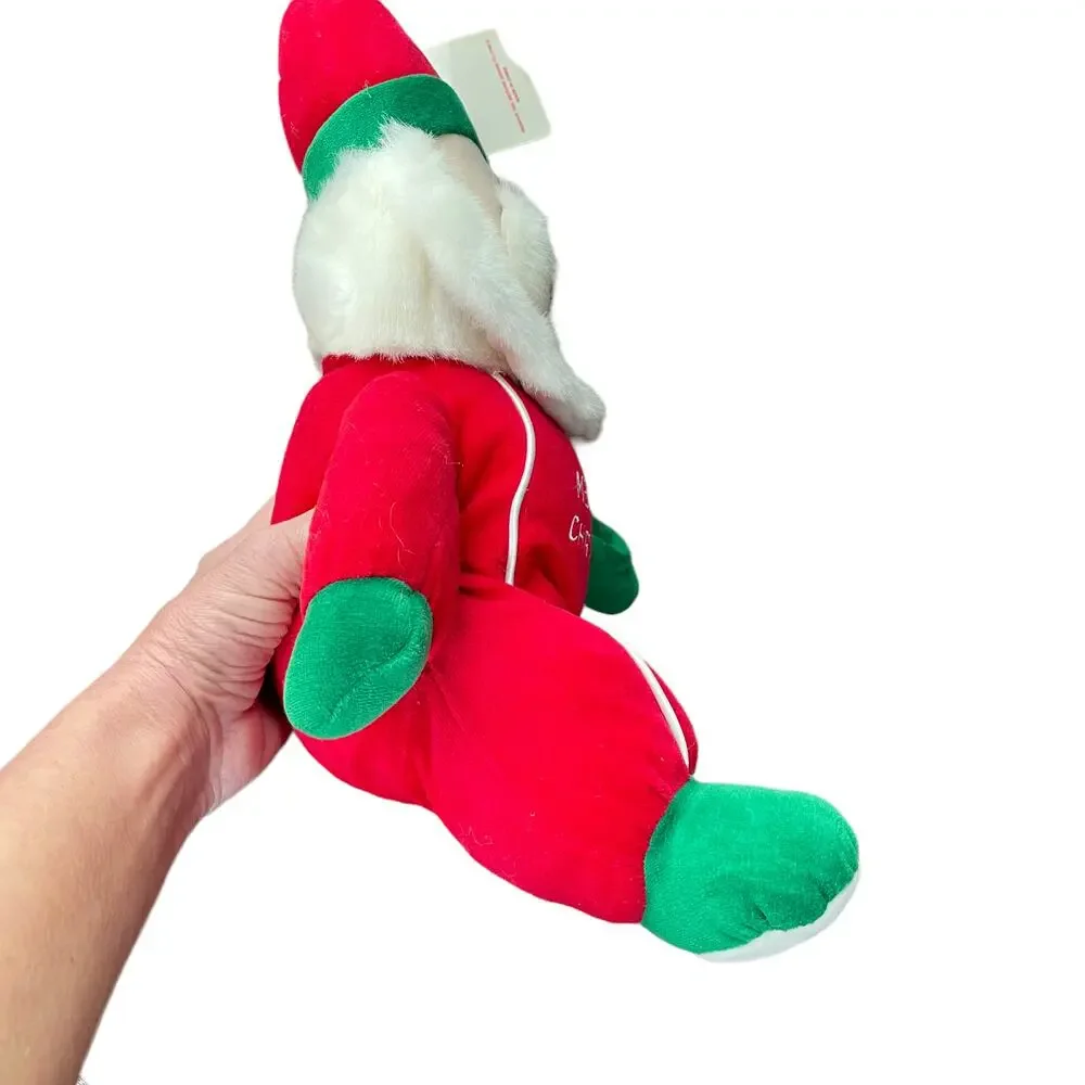 HugFun Santa Claus Plush with Rattle Inside Ho Ho Feet Christmas Vtg TAGS READ